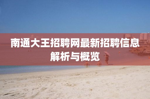 南通大王招聘網(wǎng)最新招聘信息解析與概覽