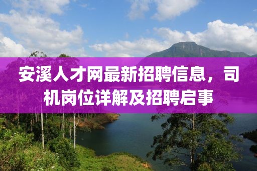 安溪人才網(wǎng)最新招聘信息，司機(jī)崗位詳解及招聘啟事