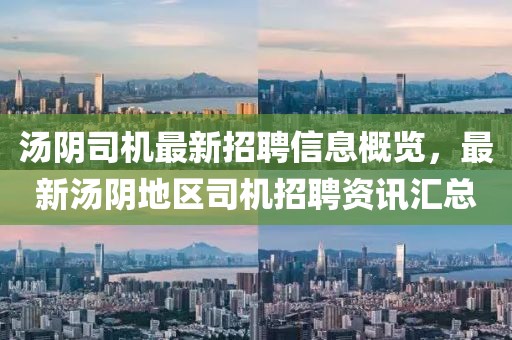 湯陰司機(jī)最新招聘信息概覽，最新湯陰地區(qū)司機(jī)招聘資訊匯總