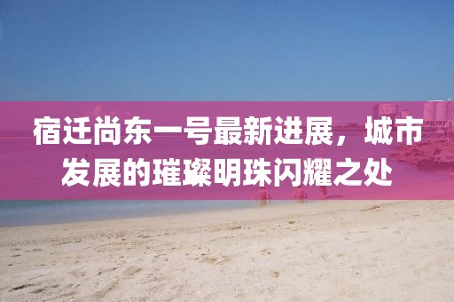 宿遷尚東一號最新進(jìn)展，城市發(fā)展的璀璨明珠閃耀之處