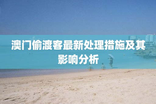 澳門偷渡客最新處理措施及其影響分析