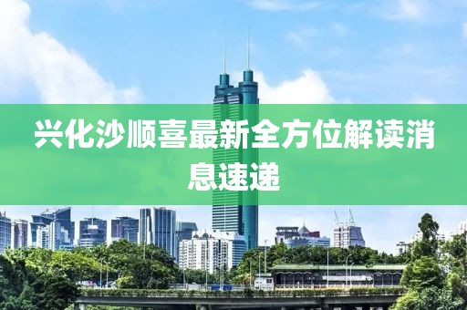 興化沙順喜最新全方位解讀消息速遞